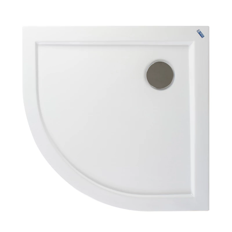 Coria 80x80x5 cm tăviță de duș semicirculară, acrilică, cu sifon inclus