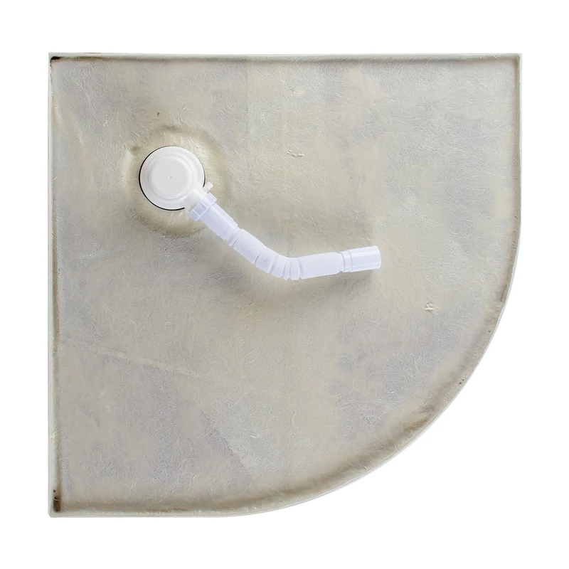 Coria 80x80x5 cm tăviță de duș semicirculară, acrilică, cu sifon inclus