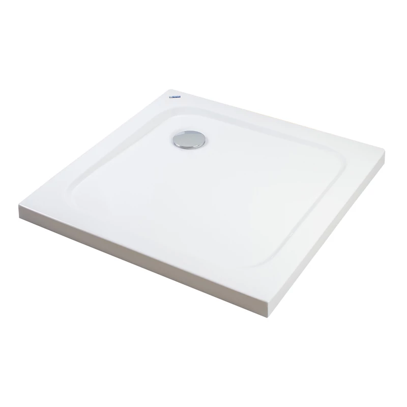 Coria || 80x80x 5 cm tăviță de duș pătrată, acrilică, cu sifon inclus