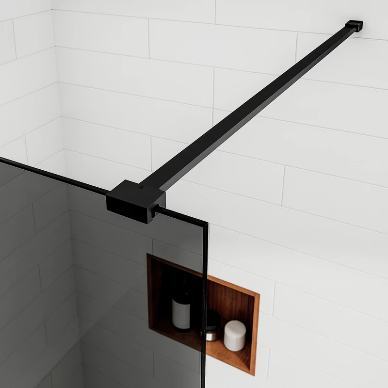 Walk-in || Black Perete de duș, cu sticlă fumurie 80, 200cm, 8mm