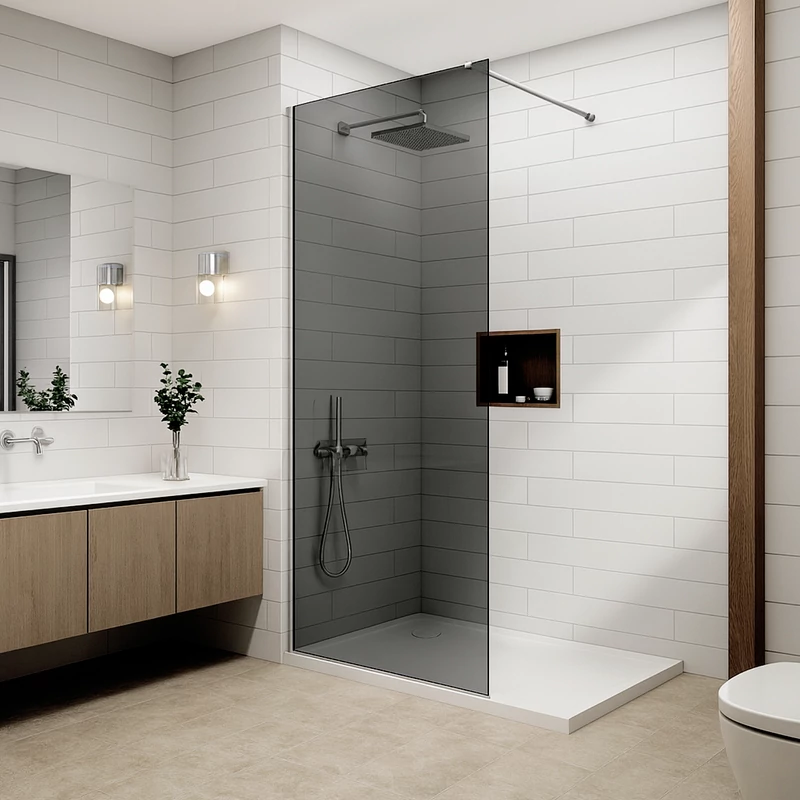 Walk-in || Chrome Perete de duș, cu sticlă fumurie 80, 200cm, 8mm