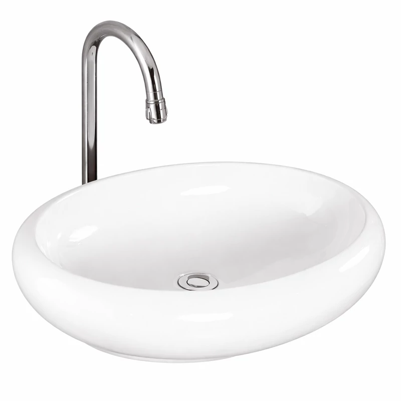 MERANO || Lavabou, de pus pe blat, ceramică, alb, oval