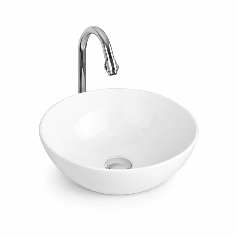 PARMA || Lavabou, de pus pe blat, ceramică, alb, rotund