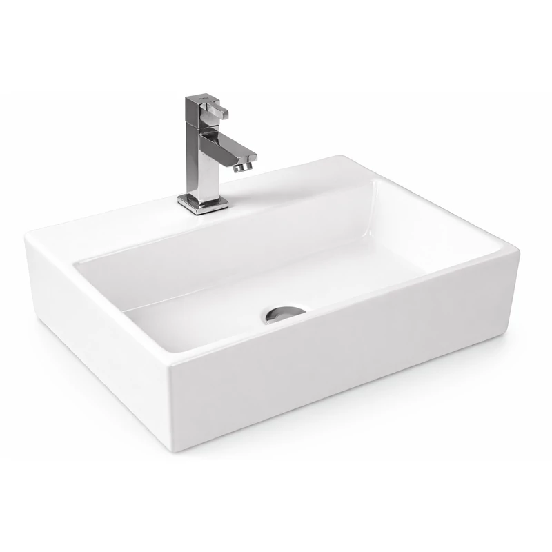 LEER || Lavabou, de pus pe blat, ceramică, alb, colțuros