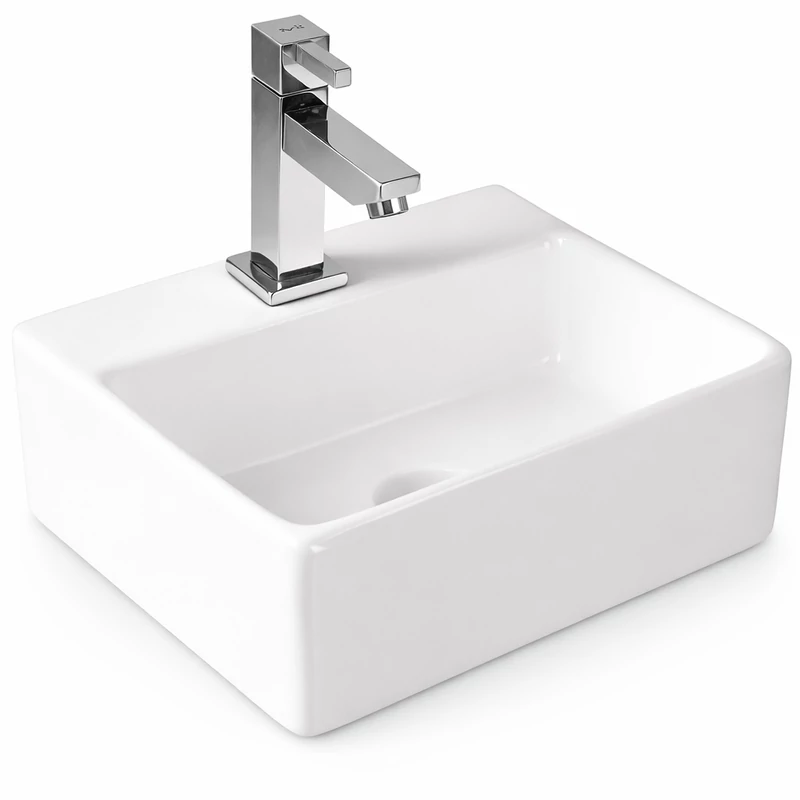 LAGE || Lavabou, de pus pe blat, ceramică, alb, colțuros