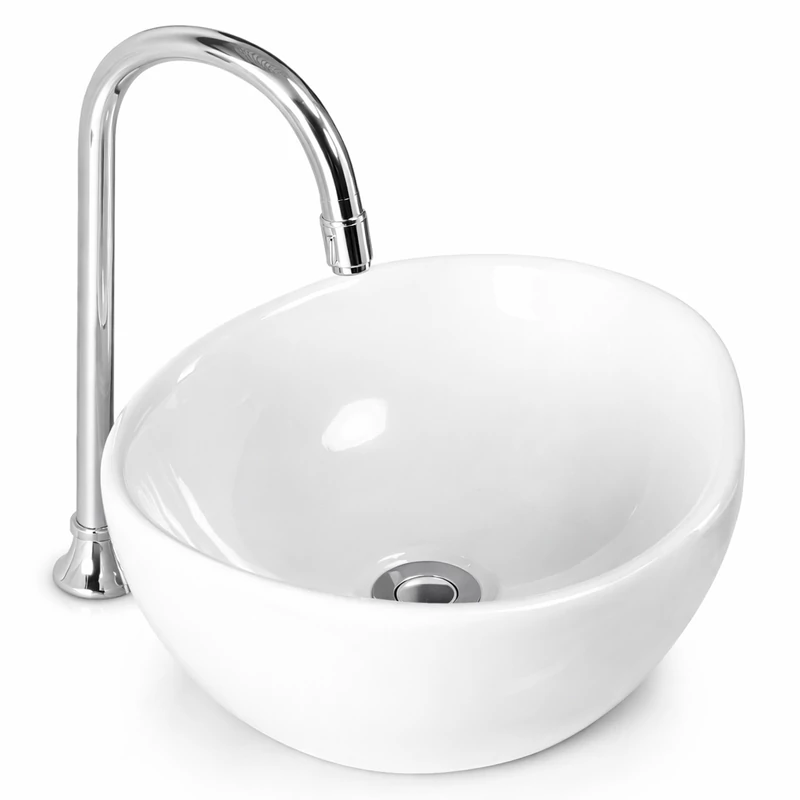 ASTI || Lavabou adânc, de pus pe blat, ceramică, alb, rotund