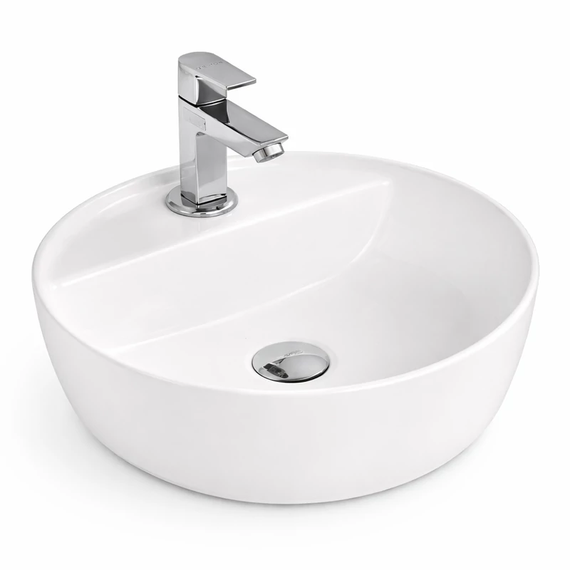 MONTERO || 40 Lavabou, de pus pe blat, ceramică, alb, rotunjit