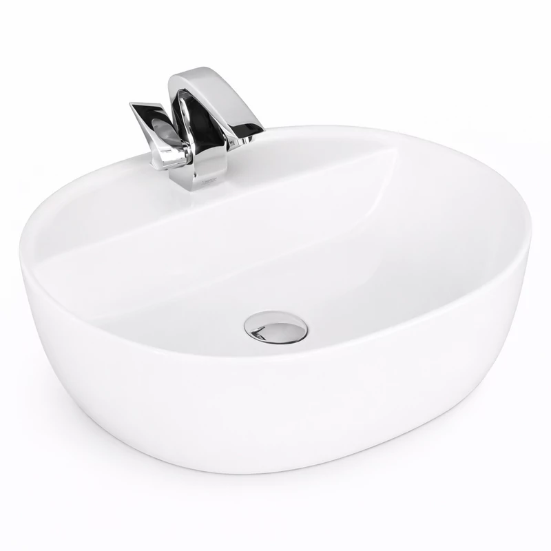 MONTERO || 50 Lavabou, de pus pe blat, ceramică, alb, rotunjit