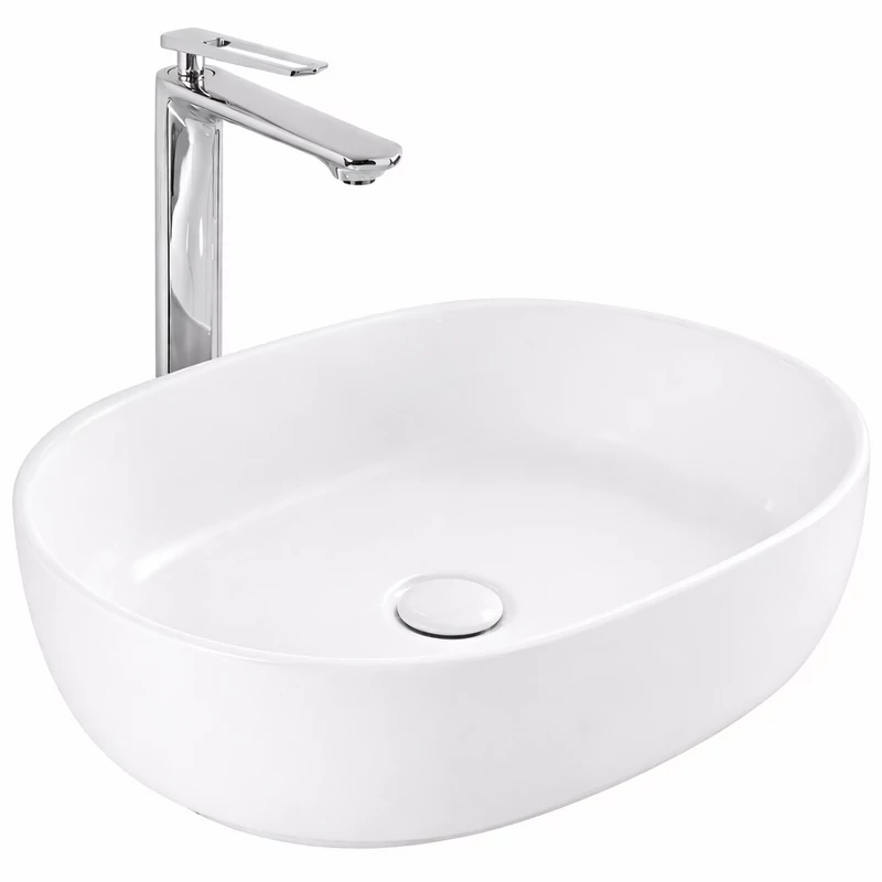 LIGNANO || Lavabou, de pus pe blat, ceramică, alb, oval