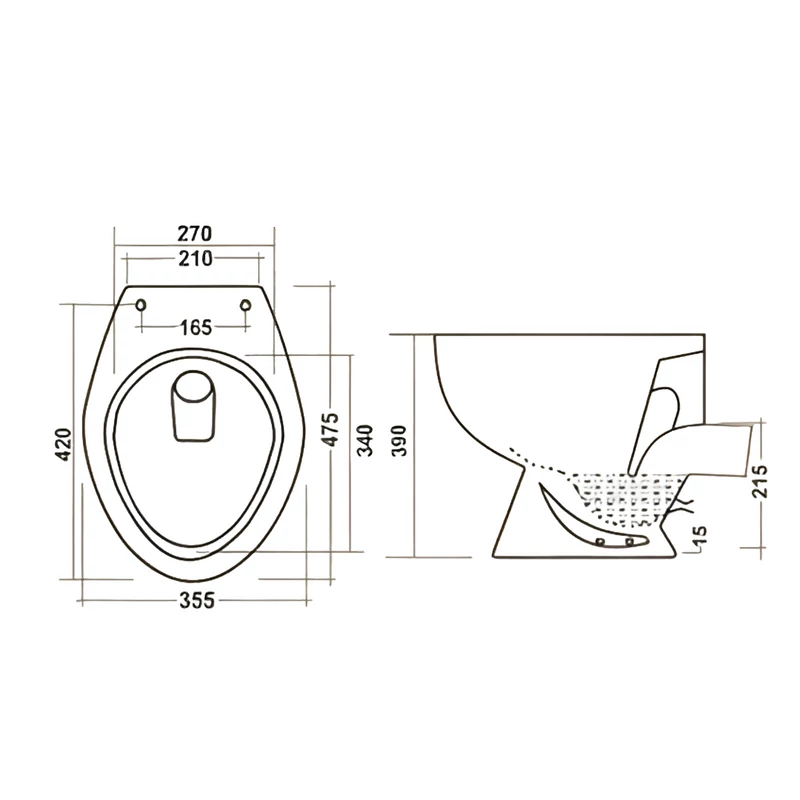 CORI || Vas WC, adânc, ceramică, alb, evacuare verticală