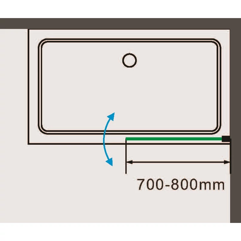 Evora || Negru 6mm, 70x140, paravană pentru căzi