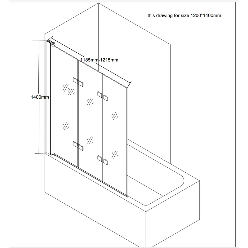 Triad || 6mm, 120x140 paravană pentru căzi