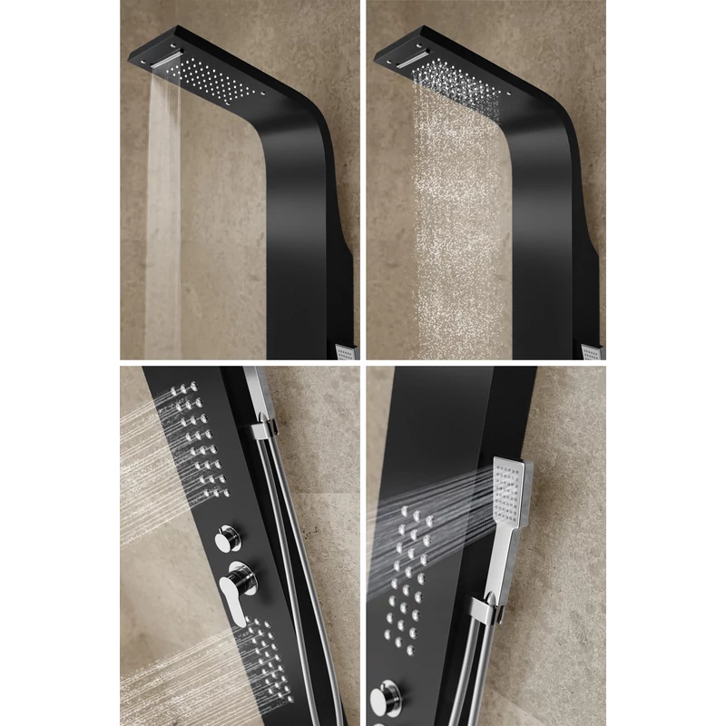 Alegre BLACK Panel duș, oțel inoxidabil