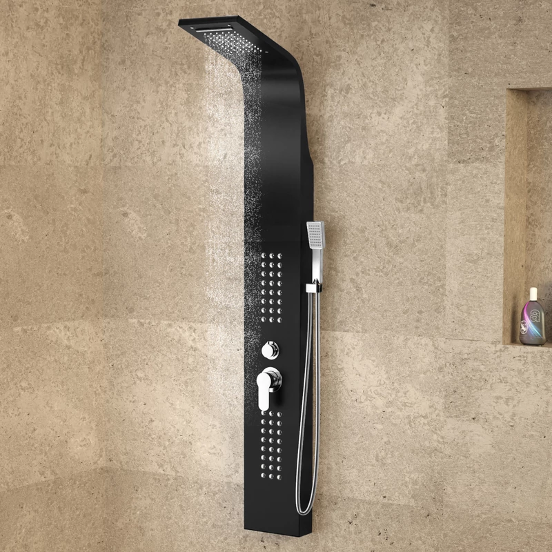 Alegre BLACK Panel duș, oțel inoxidabil
