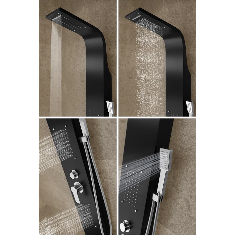 Bologna || BLACK Panel duș, oțel inoxidabil