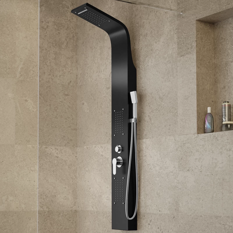 Bologna || BLACK Panel duș, oțel inoxidabil