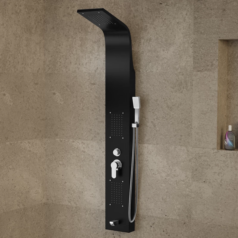 Merin || BLACK Panel duș, oțel inoxidabil