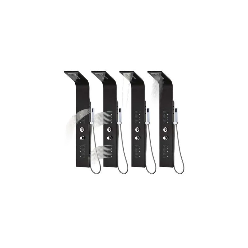 Verona || Black Panel duș, oțel inoxidabil, cu termostat, iluminat cu LED