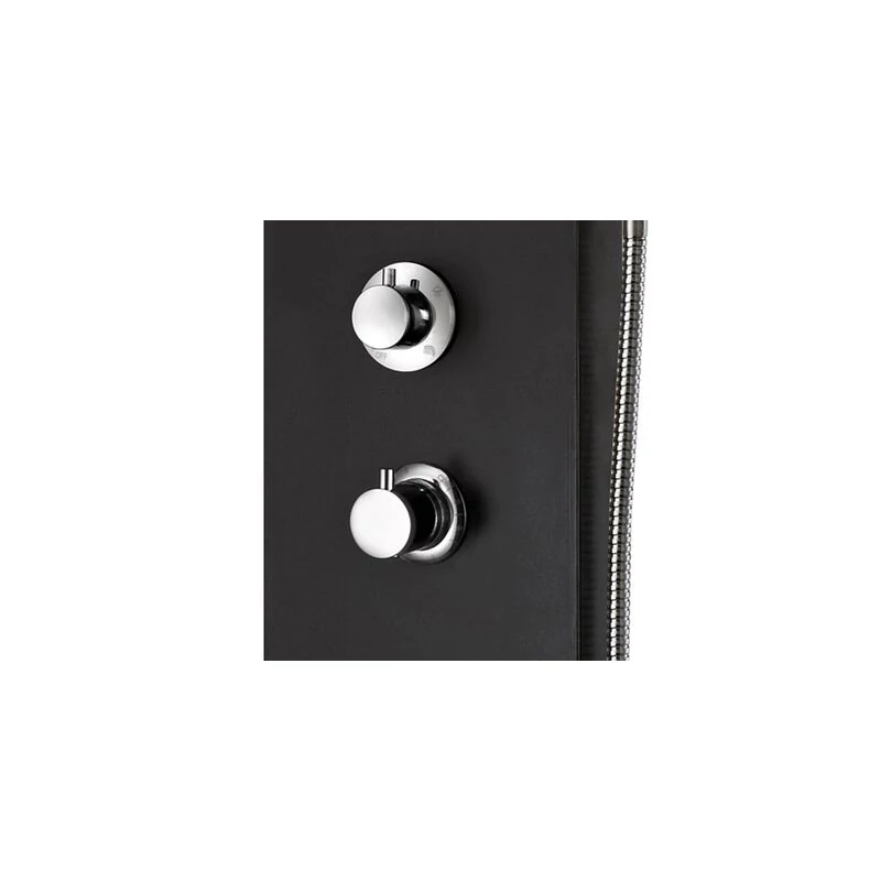 Verona || Black Panel duș, oțel inoxidabil, cu termostat, iluminat cu LED